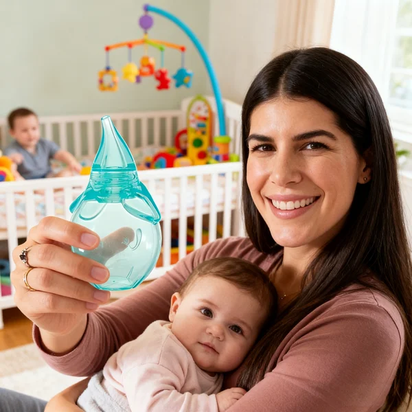 Dr. Talbot's silicone nasal aspirator for babies - gentle blue elephant design with medical-grade silicone